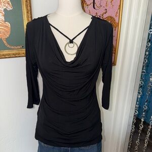 Elegant Black Drape Neck Top